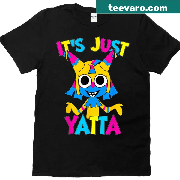 Cartoon birthday T-shirt with cheerful characters and Yatta expression