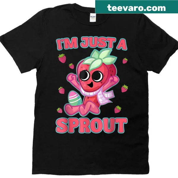 Cartoon sprout character on a funny birthday-themed kids t-shirt