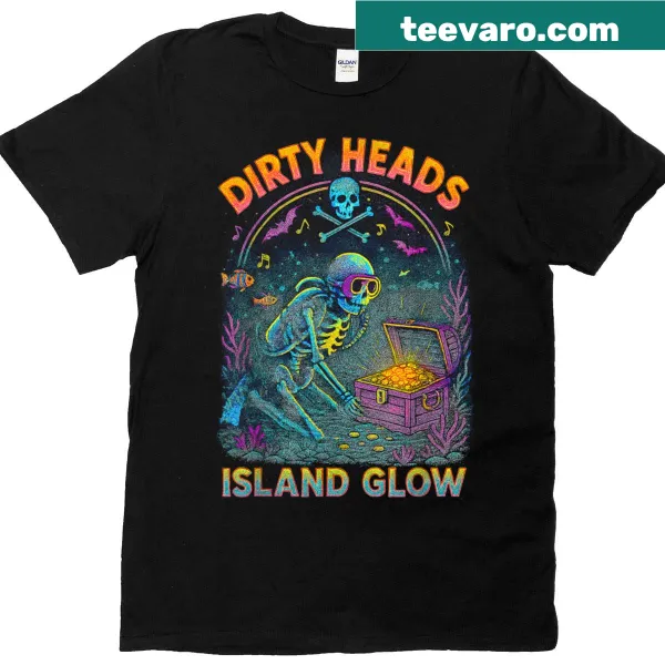 Skeleton diver illustration with a beach vibe on a men's t-shirt