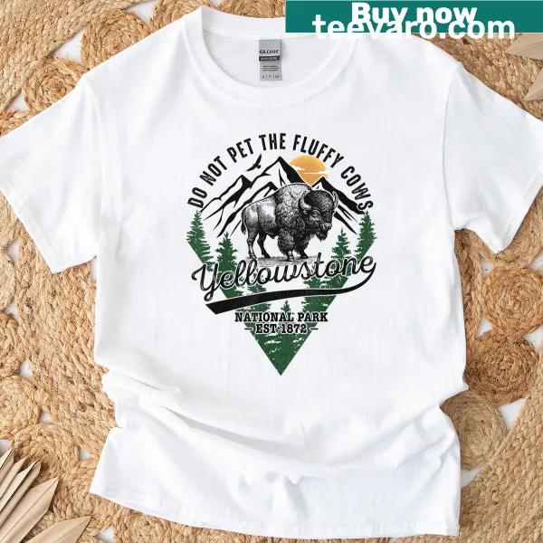 Humorous T-shirt with 'Do Not Pet The Fluffy Cows' text design