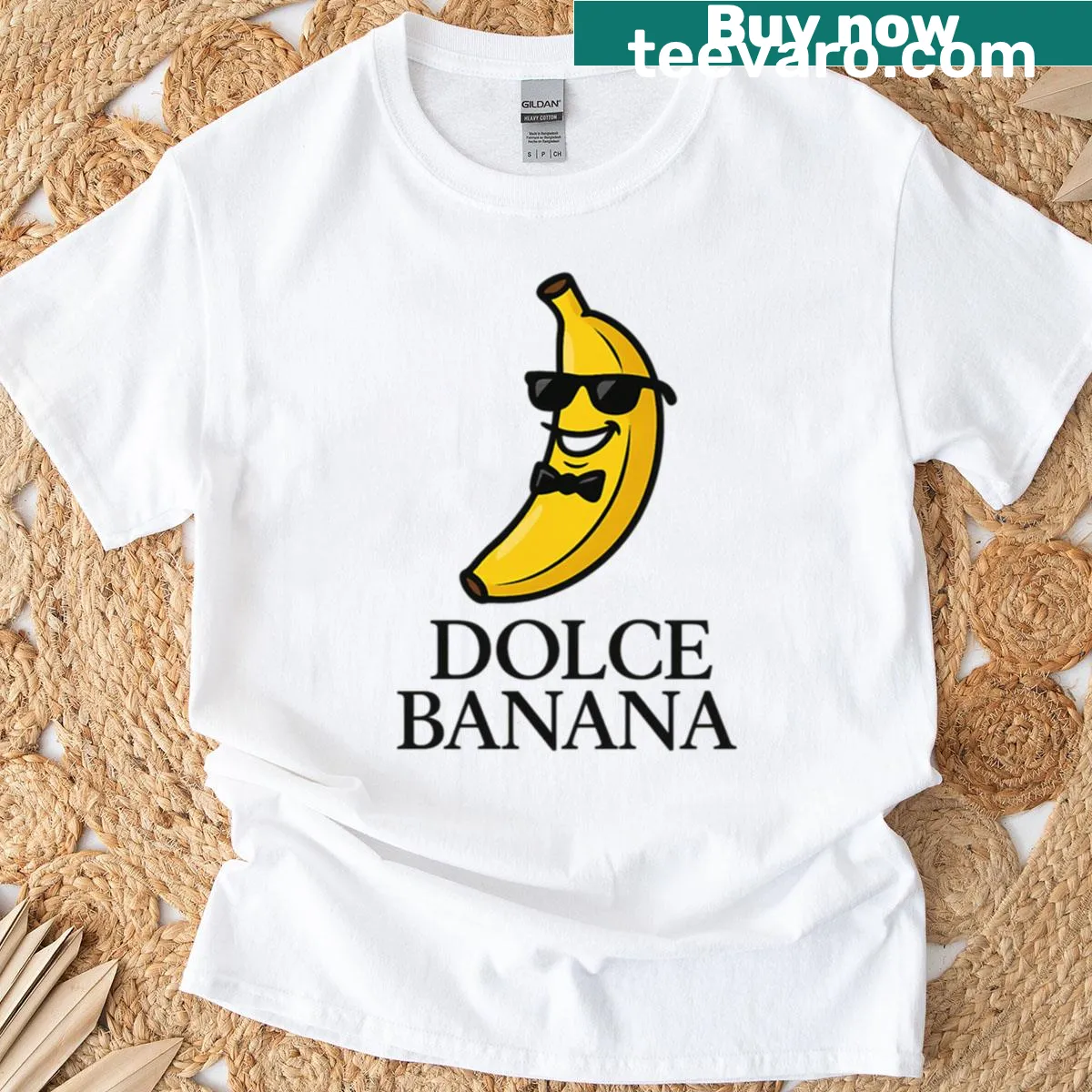 Funny cartoon banana meme design on a t-shirt — on a men's t-shirt