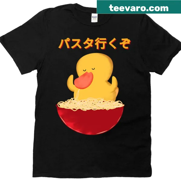 Oversized T-shirt featuring a cute duck with noodles design