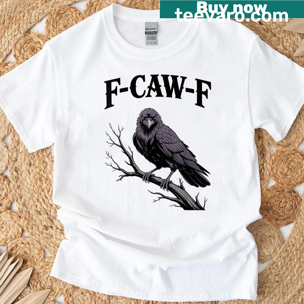 Funny raven design with a humorous phrase on a T-shirt — on a men's t-shirt