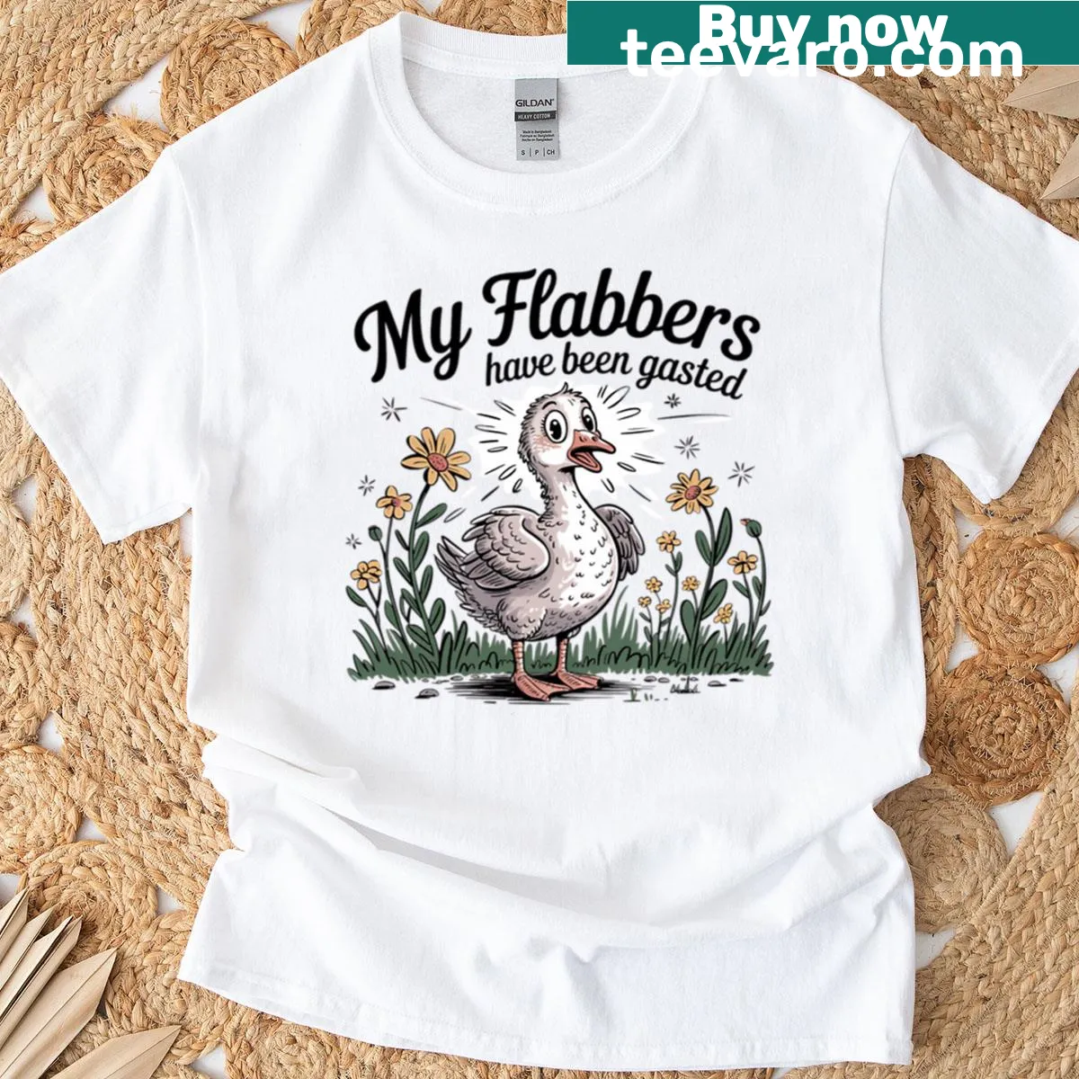 Boxy T-shirt with a funny phrase about geese and playful graphics — on a men's t-shirt