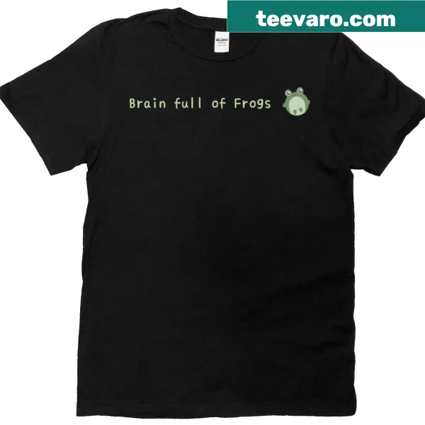 Funny cartoon graphic of a frog brain on a t-shirt