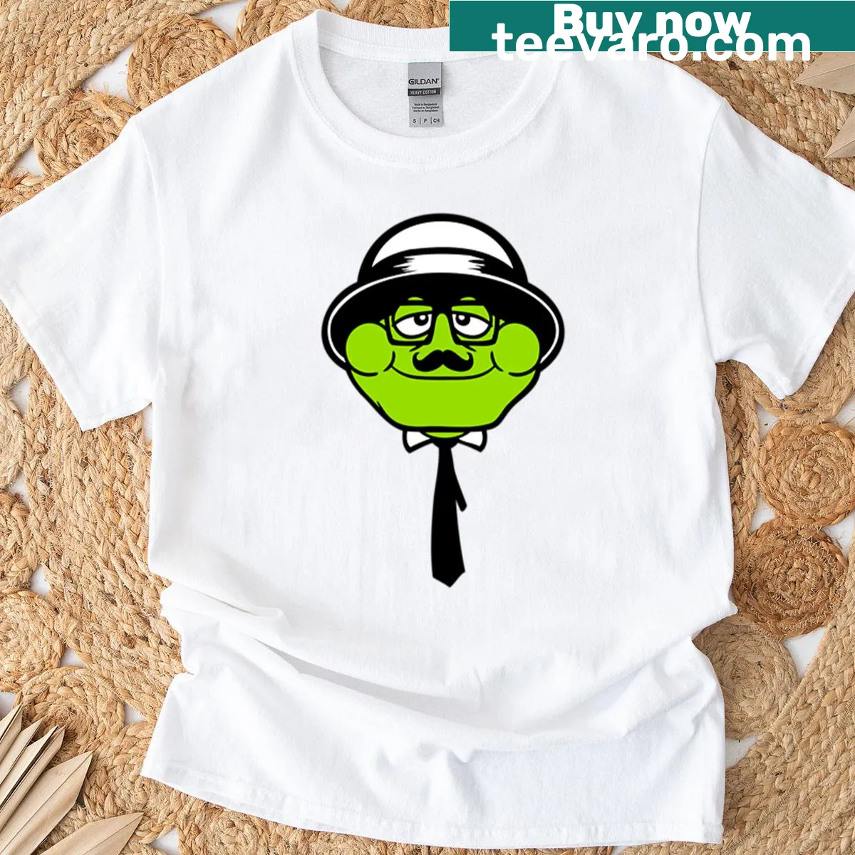 Gentleman frog in a top hat and tie illustration on t-shirt — on a men's t-shirt