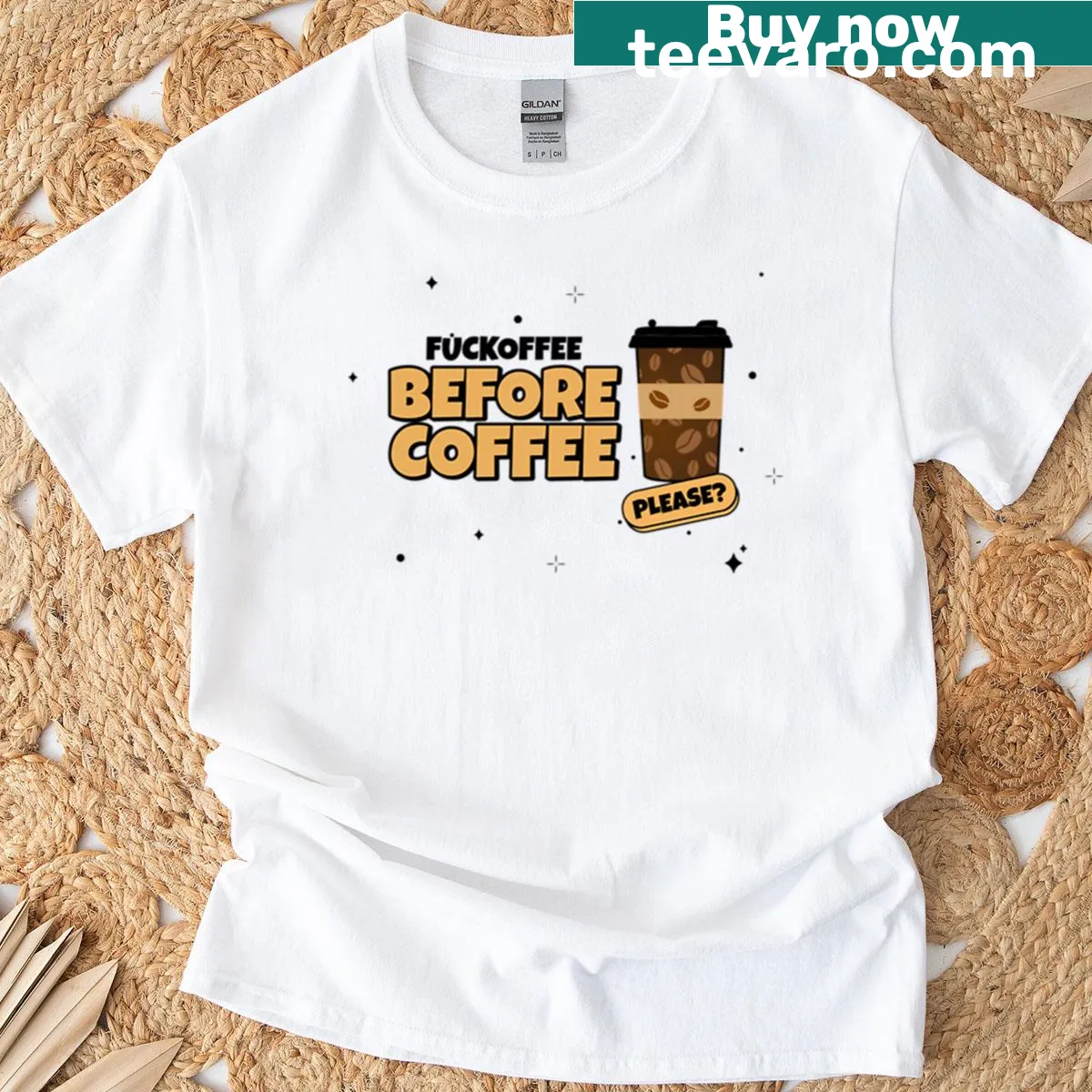 Sarcastic coffee-themed text design on a T-shirt — on a men's t-shirt