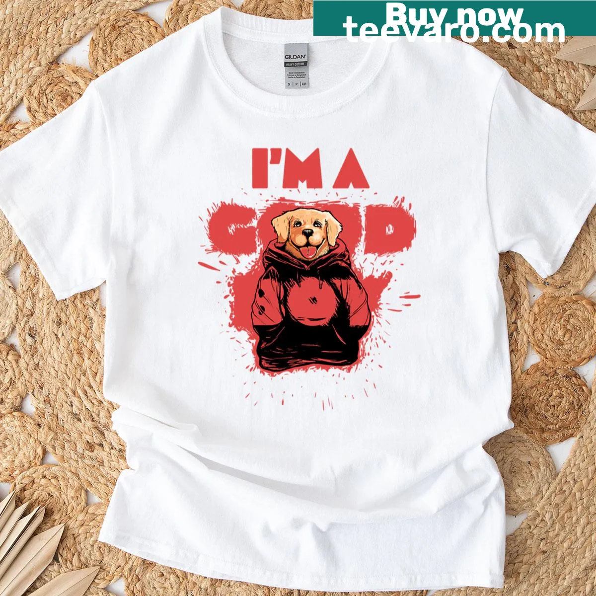 Graphic tee featuring a happy dog with the phrase 'I'm A Good Boy' — on a men's t-shirt