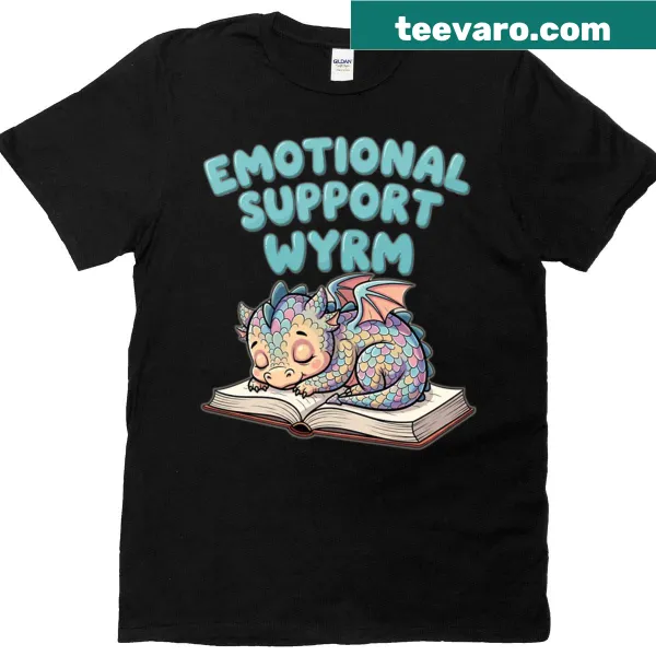 Oversized t-shirt featuring a whimsical emotional support wyrm graphic