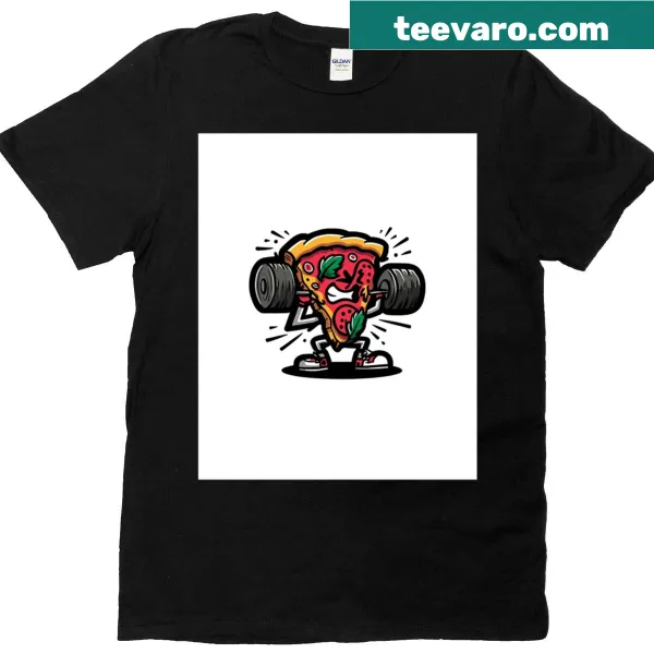 Funny cartoon graphic t-shirt featuring fitness theme