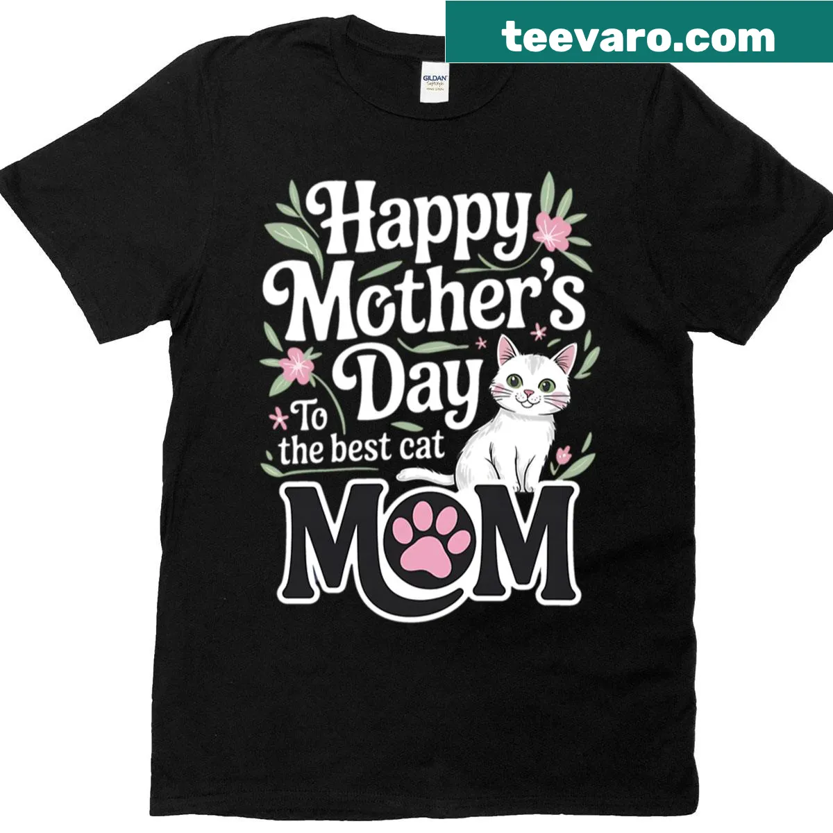 Funny Mother's Day t-shirt for cat moms with bold typography — on a men's t-shirt