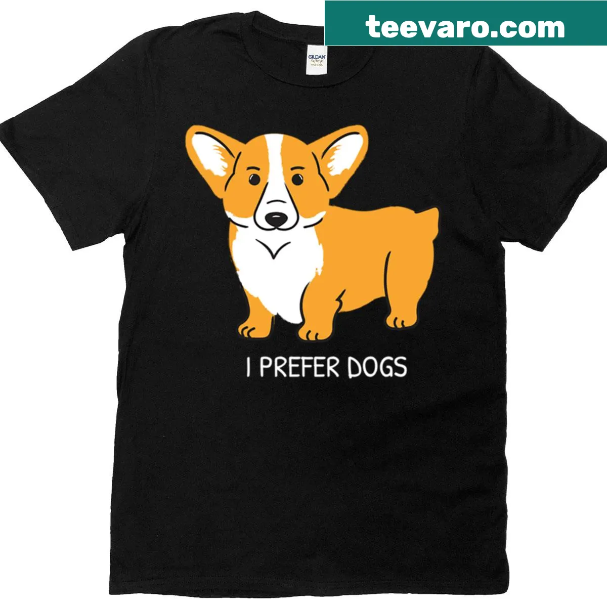 Cute T-shirt featuring an illustration of dogs with the phrase 'I Prefer Dogs.' — on a men's t-shirt