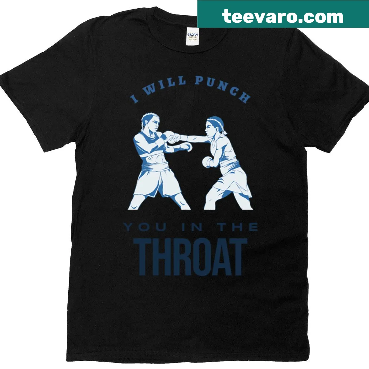 Oversized t-shirt with bold text stating a humorous threat — on a men's t-shirt