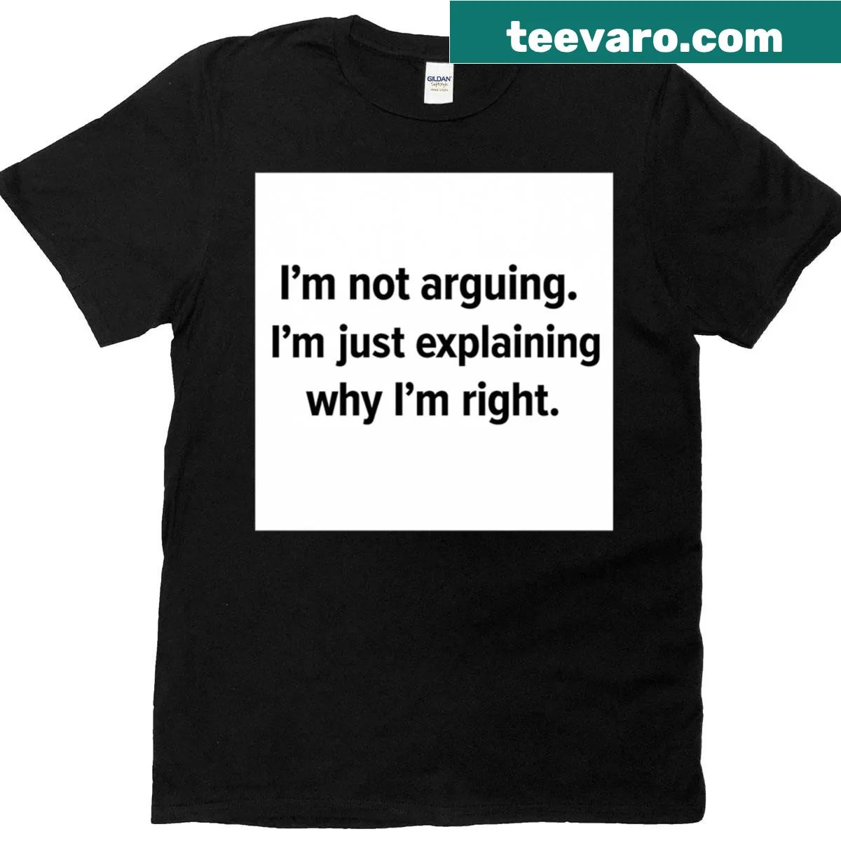 Funny T-shirt with the quote 'I'm Not Arguing, I'm Just Explaining Why I'm Right' — on a men's t-shirt