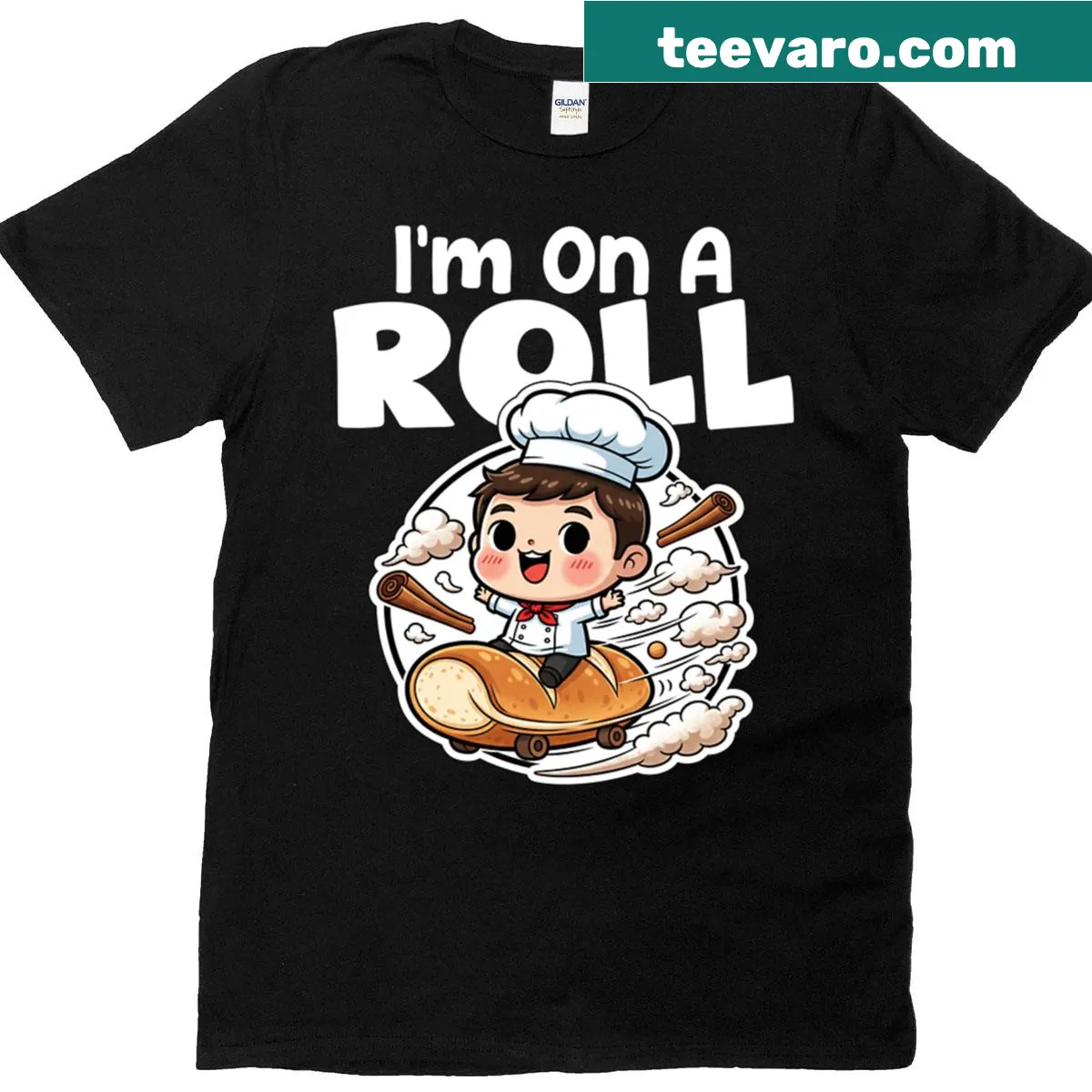 Quirky t-shirt for bakers with humorous phrase — on a men's t-shirt