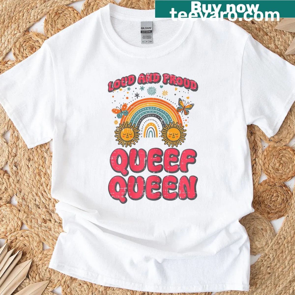 Edgy graphic tee with a proud queen slogan and humor — on a men's t-shirt