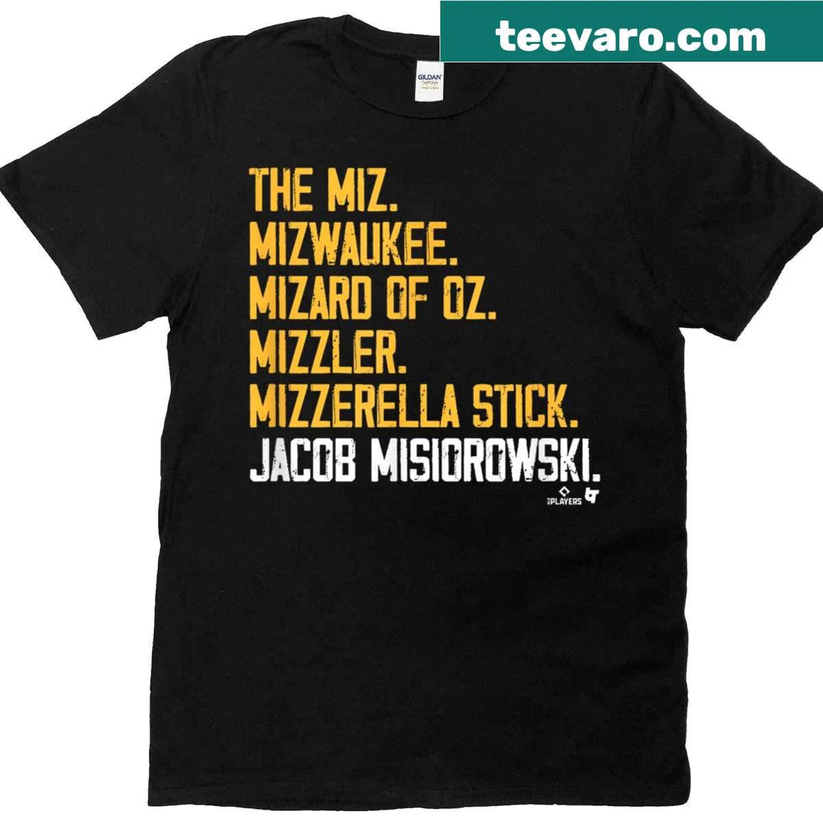T-shirt featuring Jacob Misiorowski and baseball nicknames — on a men's t-shirt
