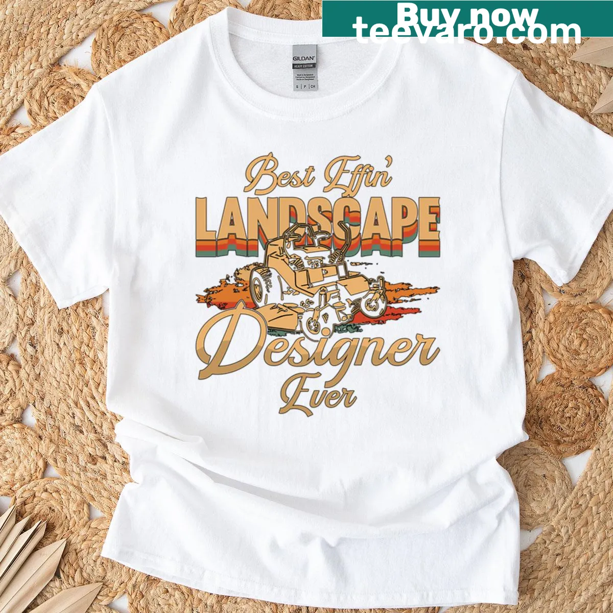 Oversized t-shirt with bold text declaring the best landscape designer — on a men's t-shirt