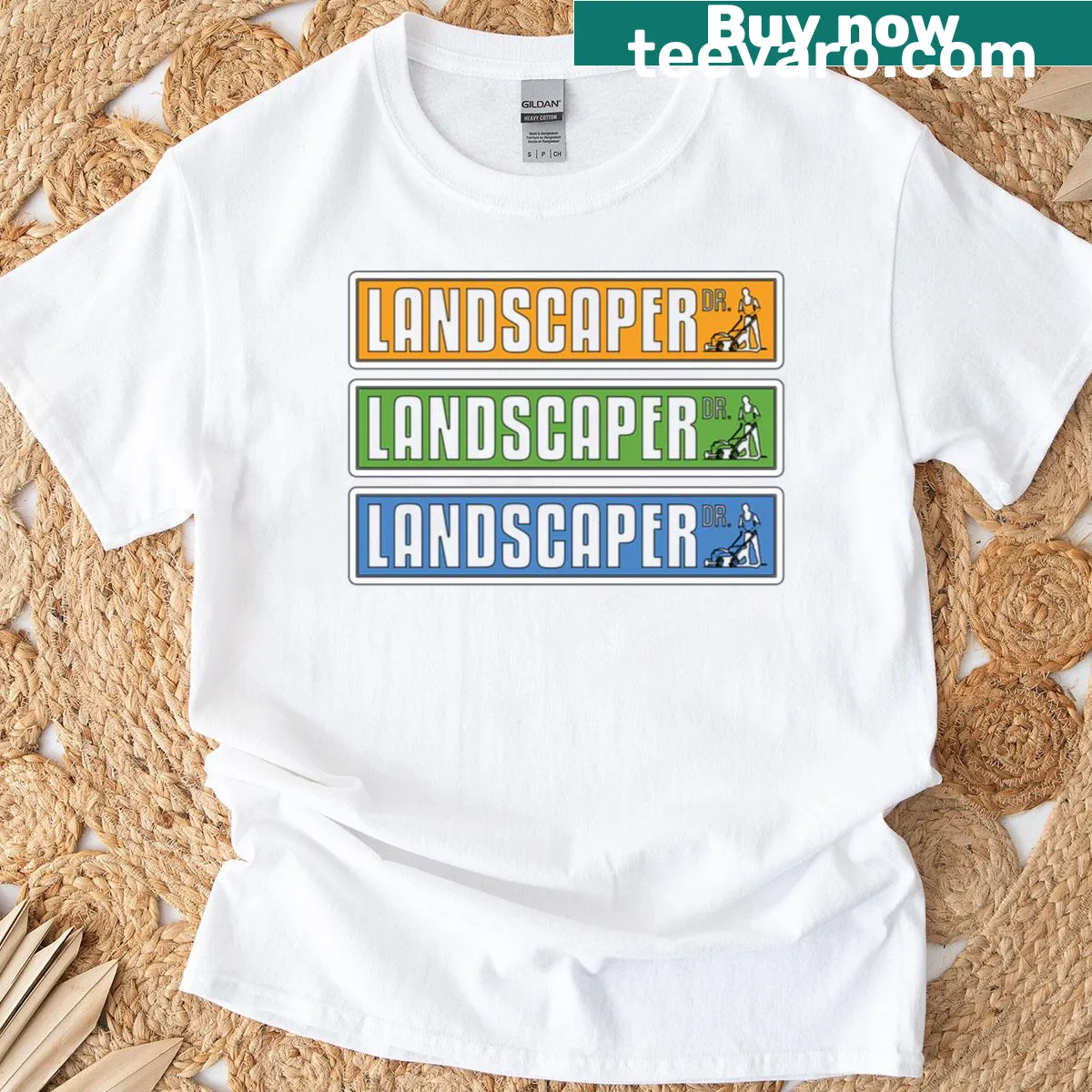 Illustrated Dr. Gardening t-shirt for landscapers with gardening tools — on a men's t-shirt