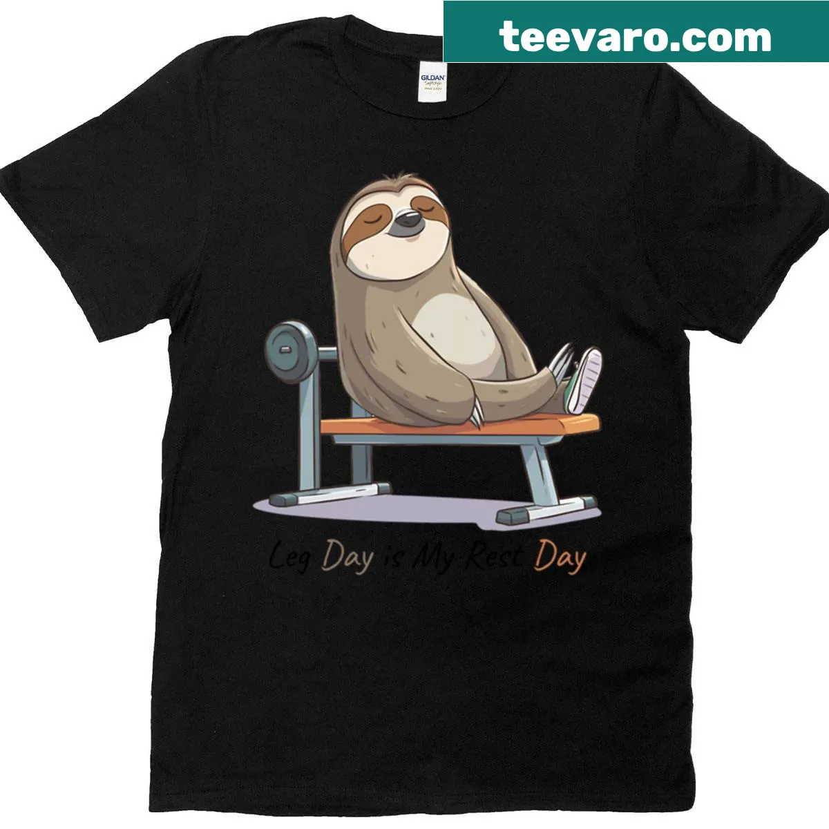Funny Lazy Sloth design t-shirt about gym humor — on a men's t-shirt