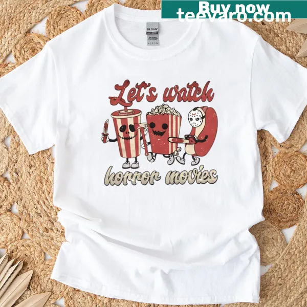 Cute horror-themed t-shirt with cartoon snack characters