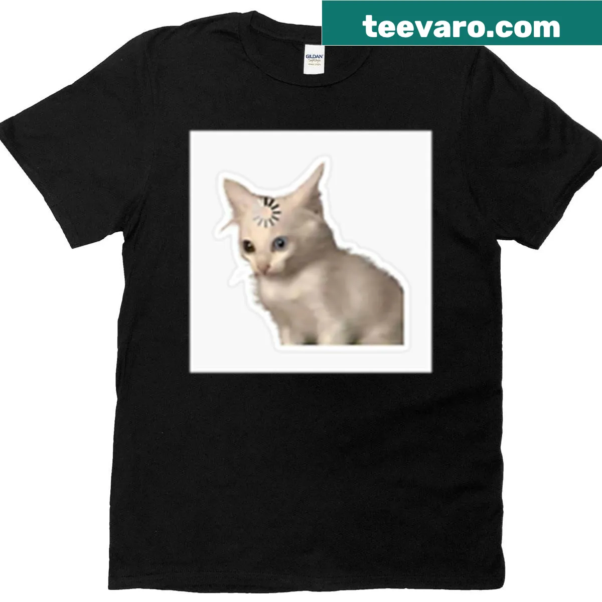 Cartoon cat with 'Loading' text in a playful design — on a men's t-shirt