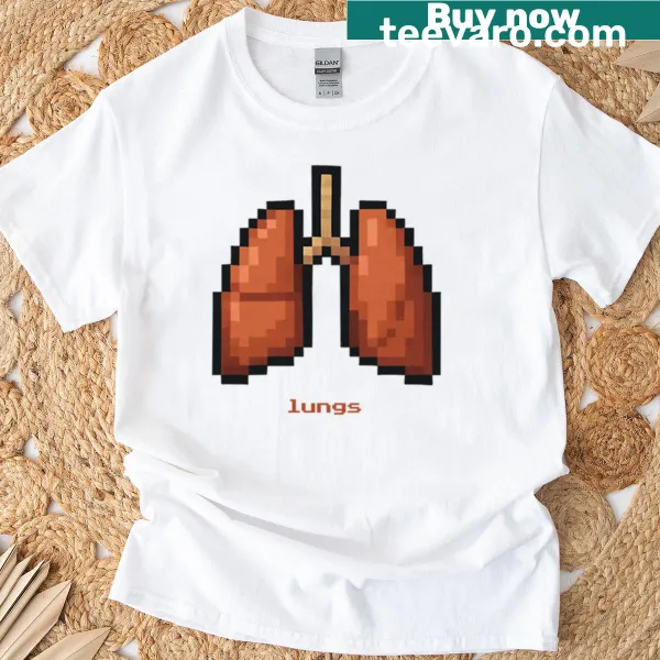 Funny lungs anatomy t-shirt with pixel art design