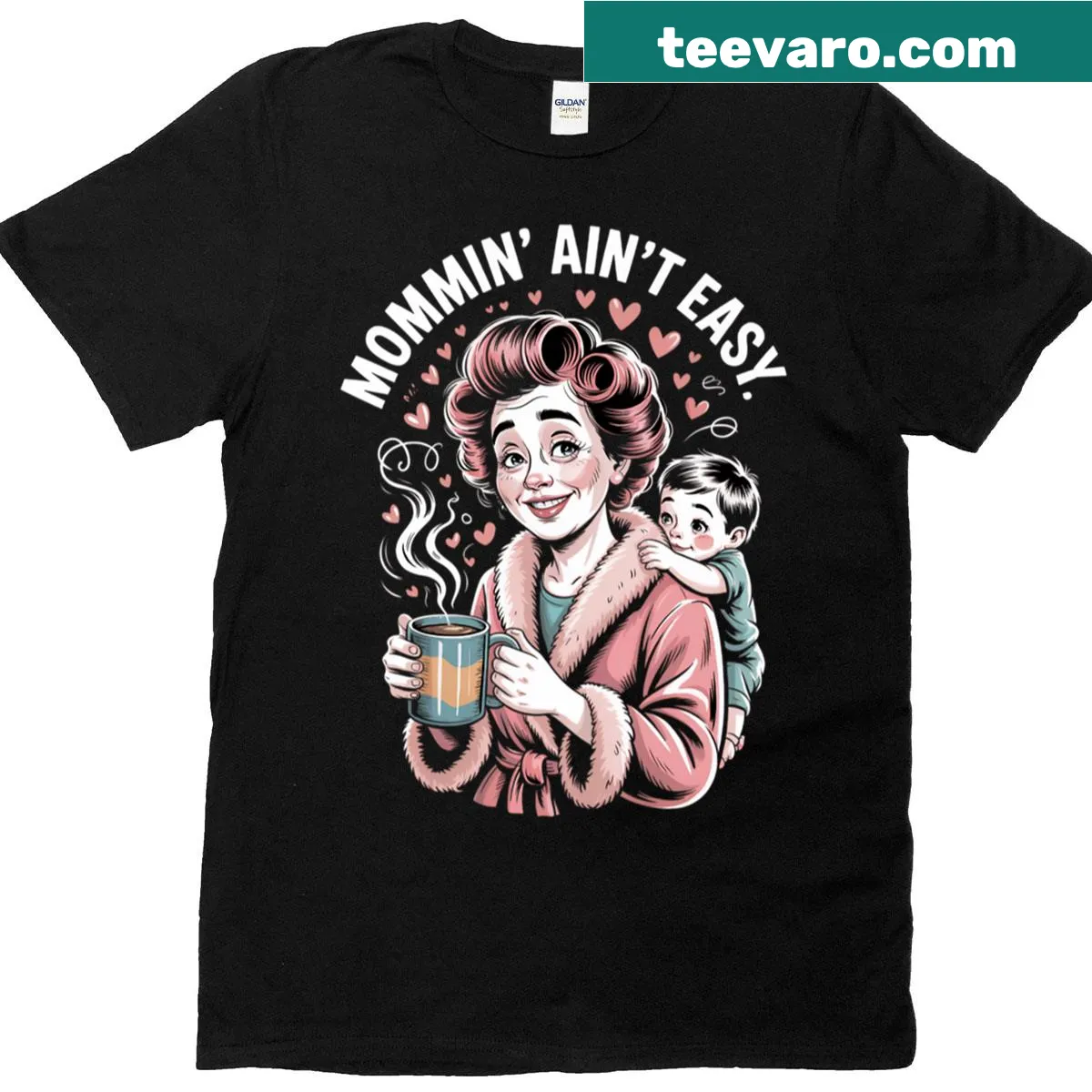 Vintage distressed t-shirt with humorous text about motherhood — on a men's t-shirt