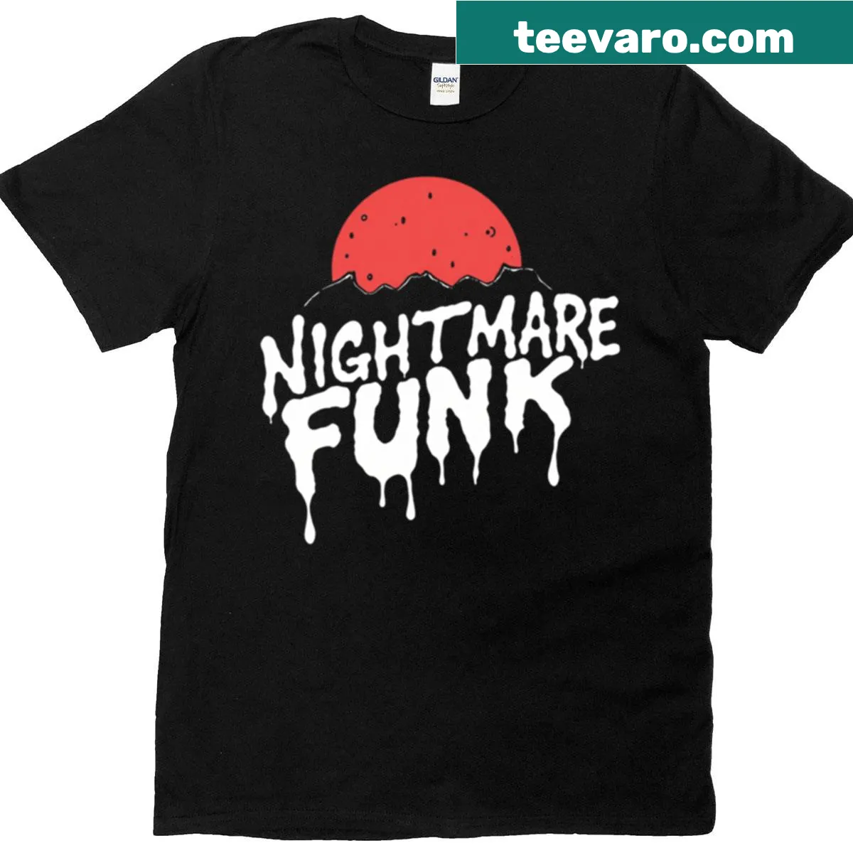 Horror-themed t-shirt with Nightmare Funk design — on a men's t-shirt