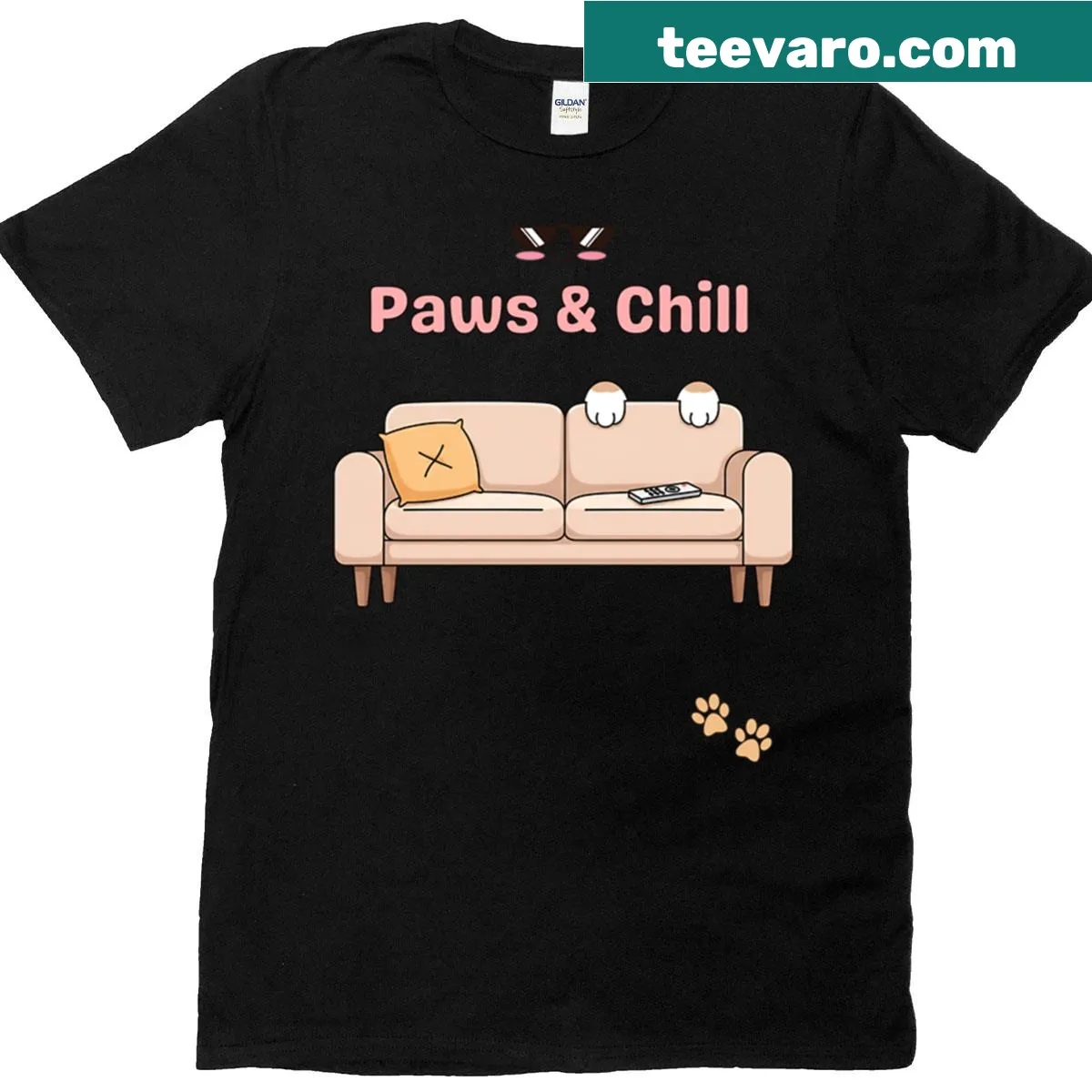 T-shirt with a cute graphic of a relaxed pet theme — on a men's t-shirt