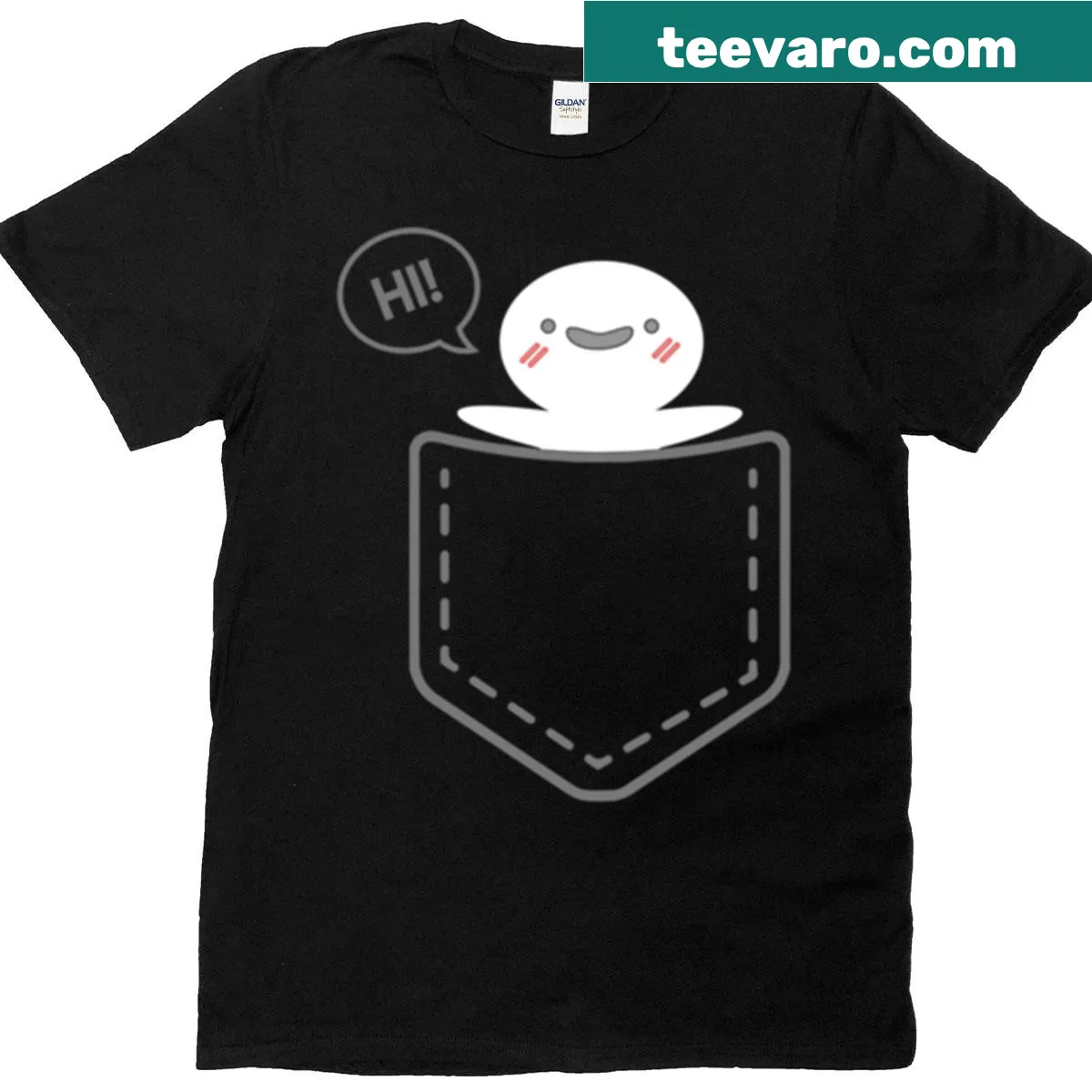 Cartoon piw graphic on a pocket T-shirt for cat lovers — on a men's t-shirt