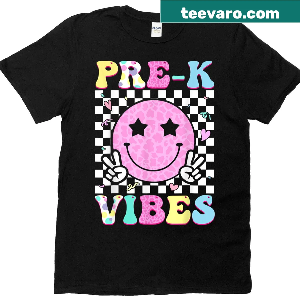 Back-to-school design T-shirt for preschool girls featuring 'Pre-k Vibes'. — on a men's t-shirt
