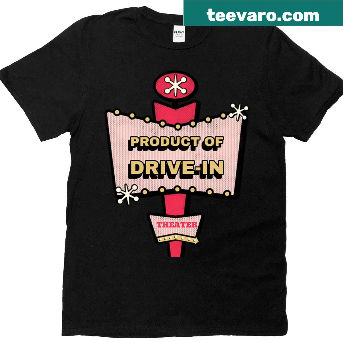 Vintage T-shirt celebrating drive-in theaters with nostalgic design — on a men's t-shirt