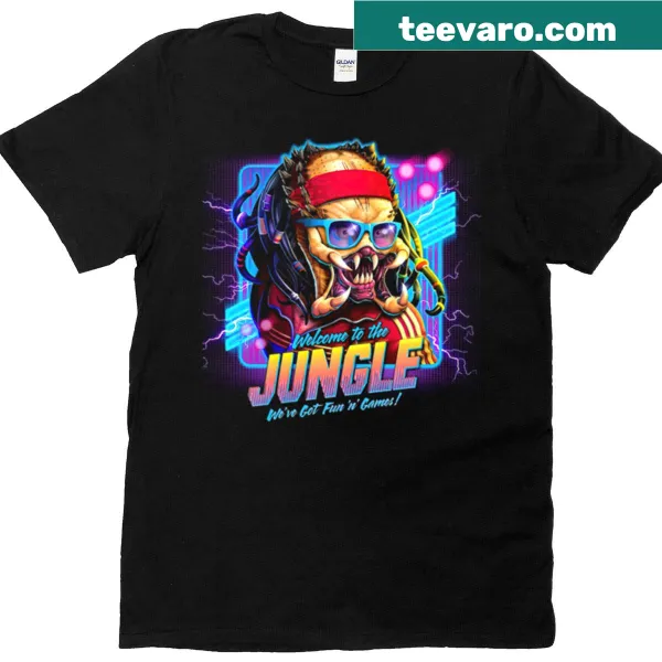 Vintage-style jungle warrior cartoon graphic on a T-shirt.