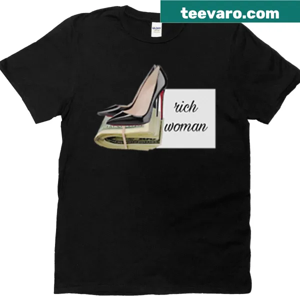 Funny 'Rich Woman' text on a casual t-shirt
