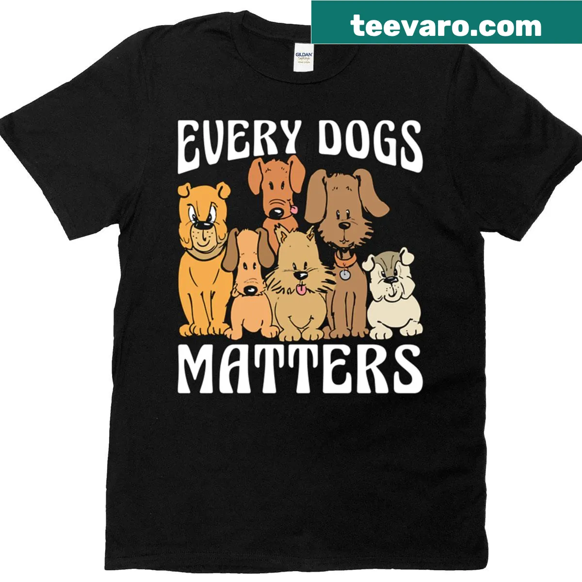 Oversized t-shirt with Every Dog Matters slogan in bold typography — on a men's t-shirt