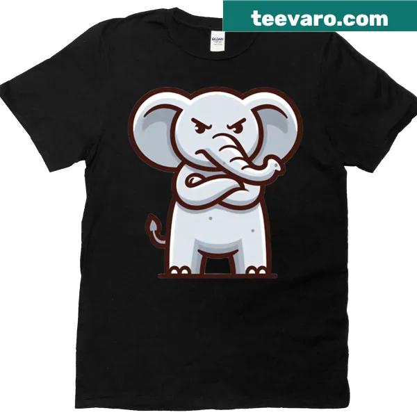 Illustration of a cartoon elephant with attitude on a t-shirt
