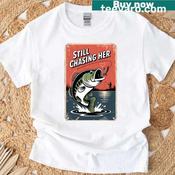 Vintage fishing humor t-shirt with playful graphics and slogan