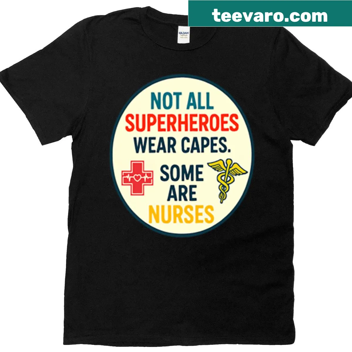 Nurse superhero illustration on an oversized T-shirt — on a men's t-shirt