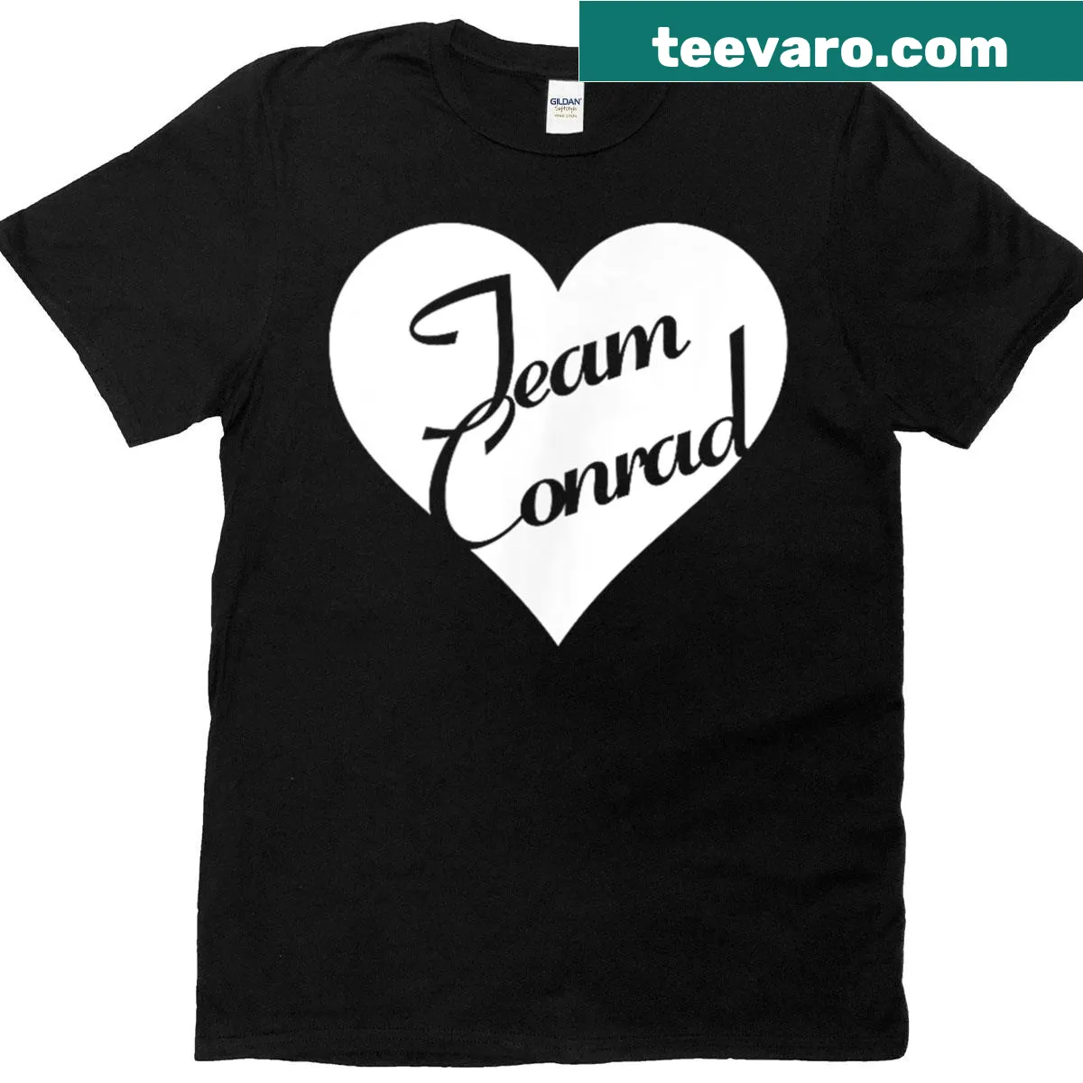 Heart graphic representing Team Conrad on a T-shirt — on a men's t-shirt