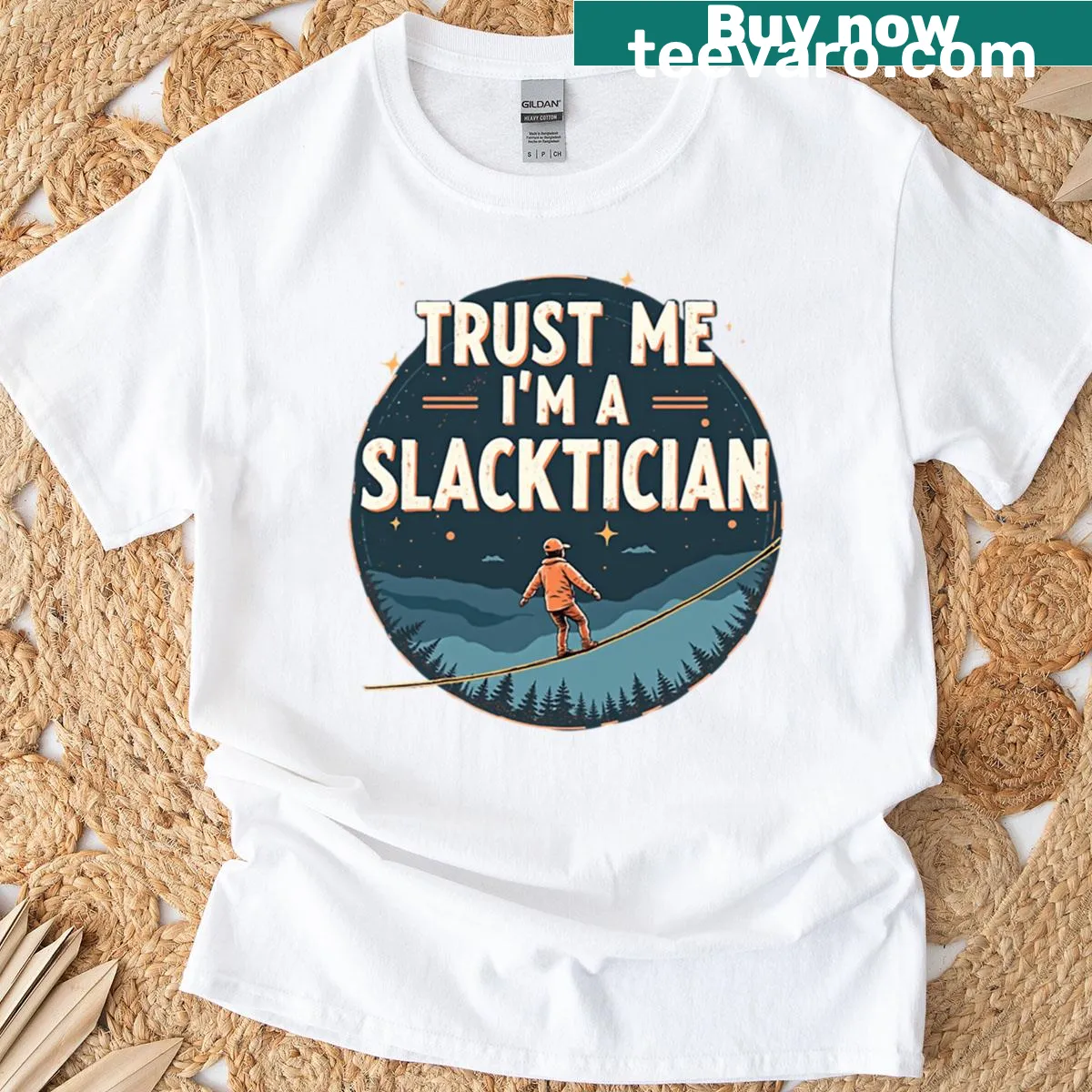 Funny shirt that says 'Trust Me I'm A Slacktician' — on a men's t-shirt