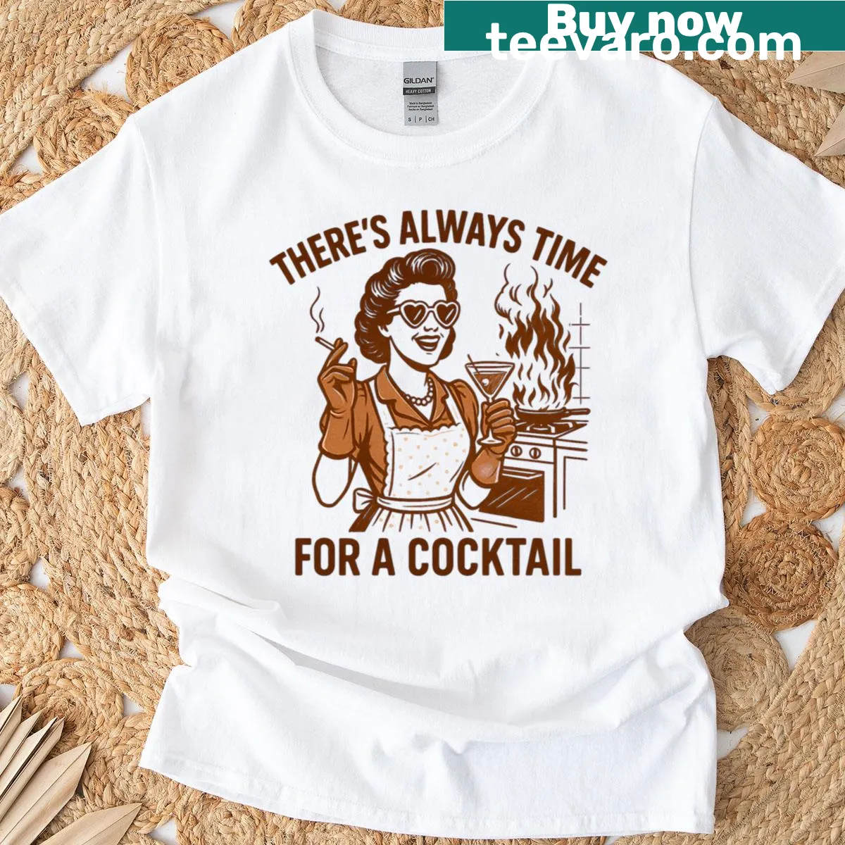 Vintage T-shirt with a humorous cocktail theme from the 1950s — on a men's t-shirt