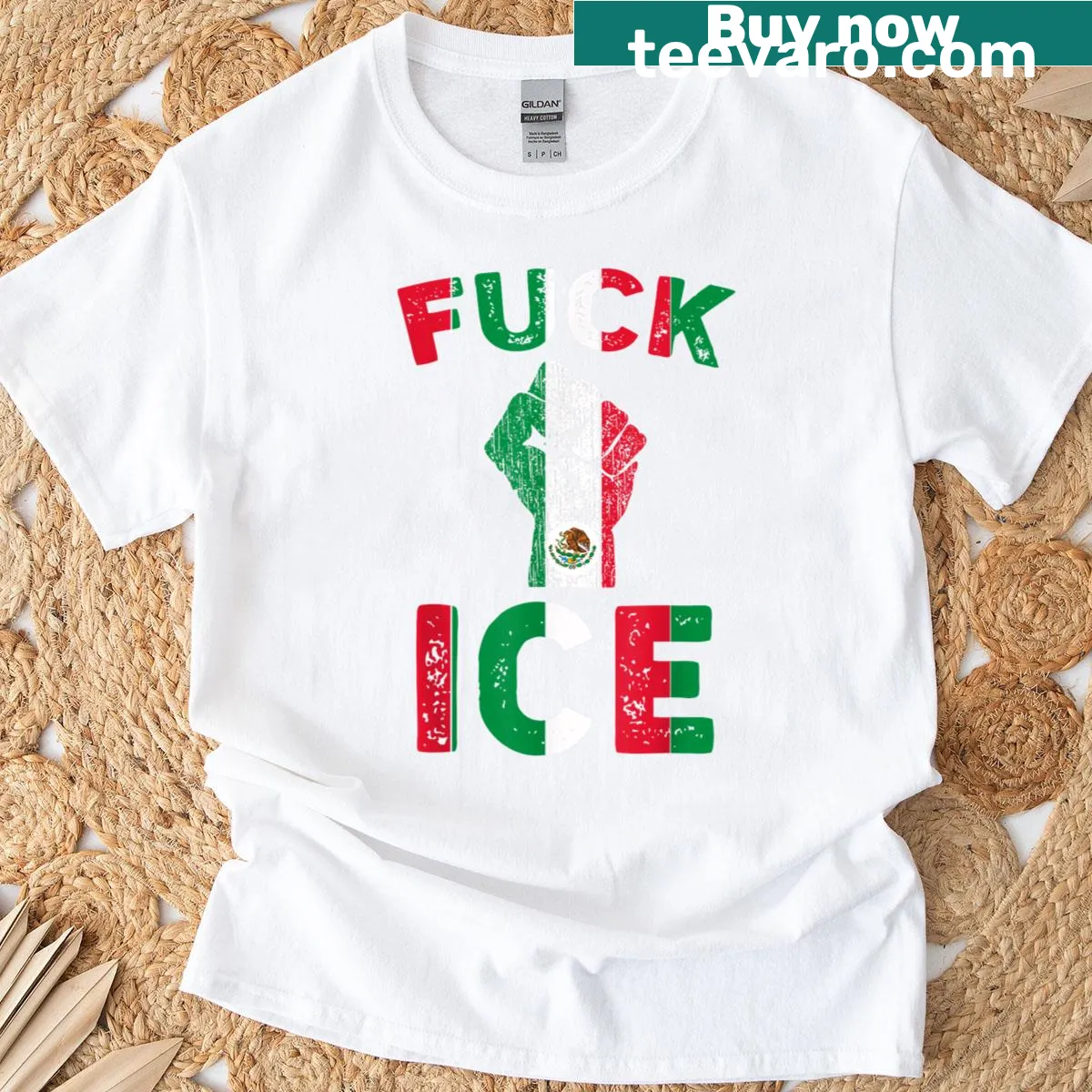 Vintage t-shirt featuring a graphic of a raised fist for activism — on a men's t-shirt