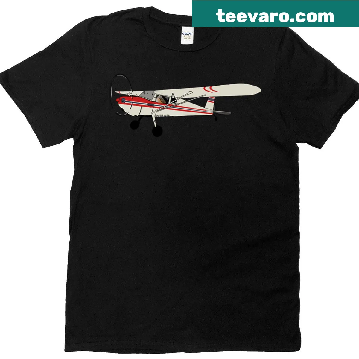 Pilot t-shirt featuring Woodcock and Cessna design. — on a men's t-shirt