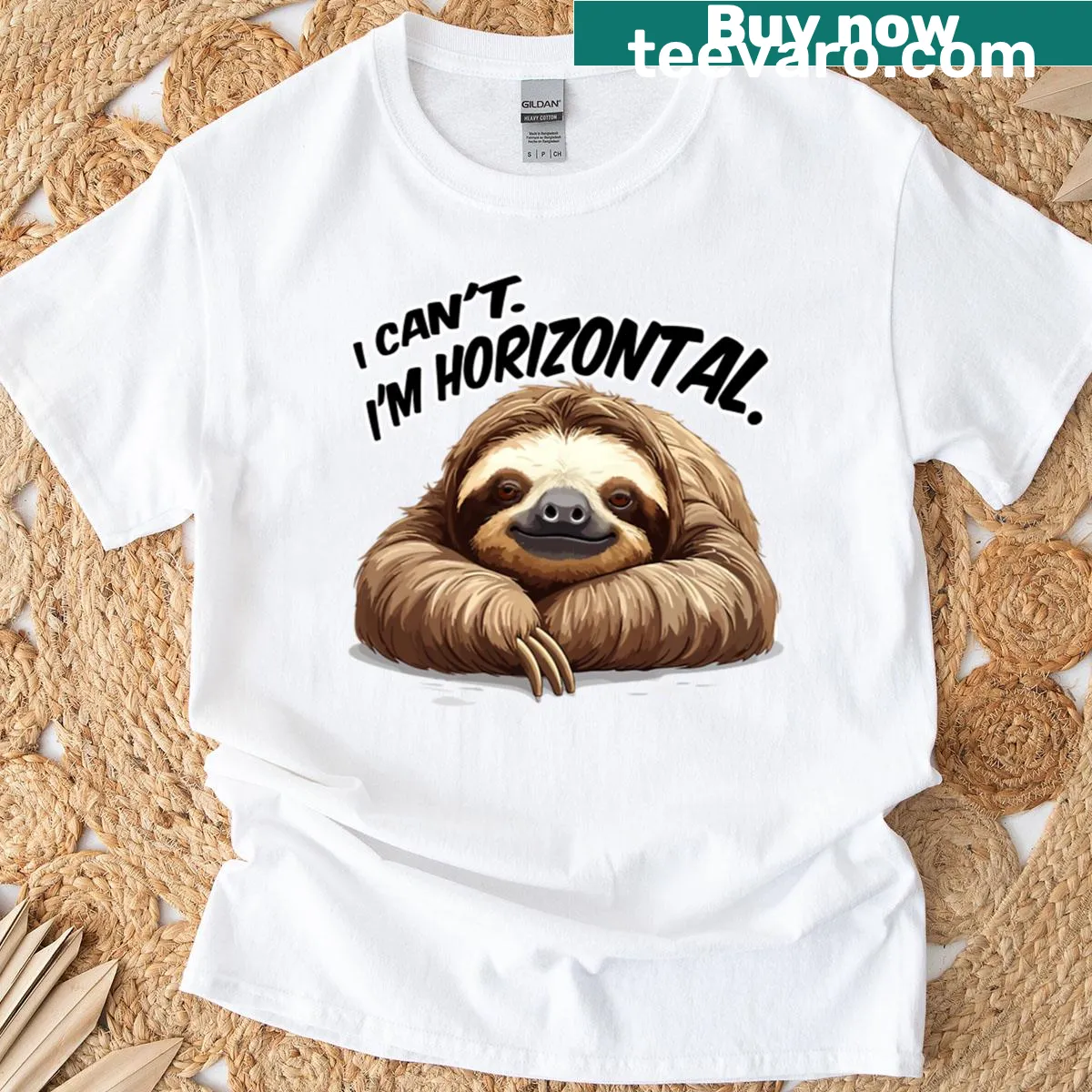 Oversized T-shirt featuring a humorous sloth design — on a men's t-shirt