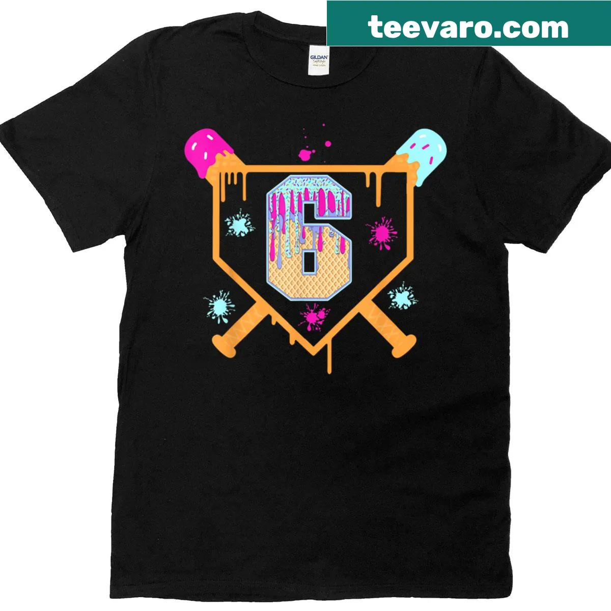 Baseball-themed T-shirt celebrating a boy's 6th birthday — on a men's t-shirt