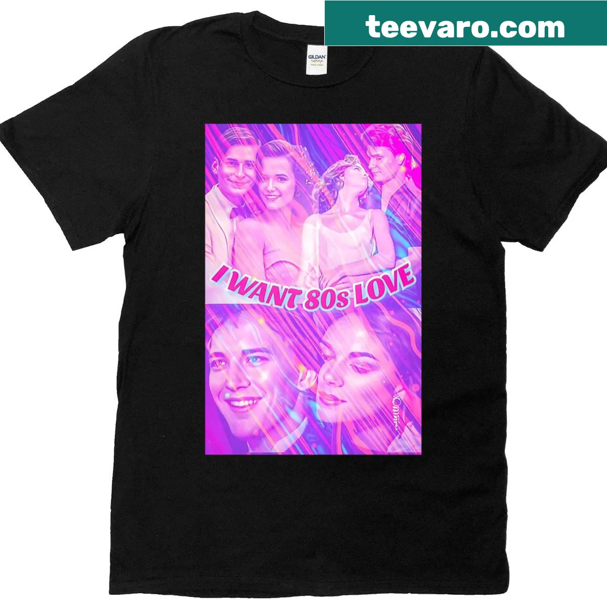 Retro 80s Love t-shirt with bold graphic typography — on a men's t-shirt