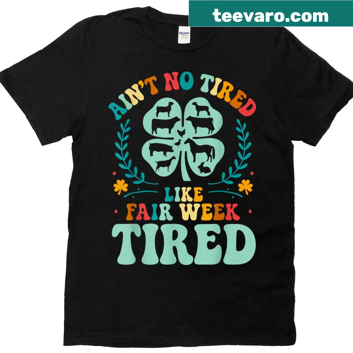 Funny farmer t-shirt about fair week tiredness — on a men's t-shirt