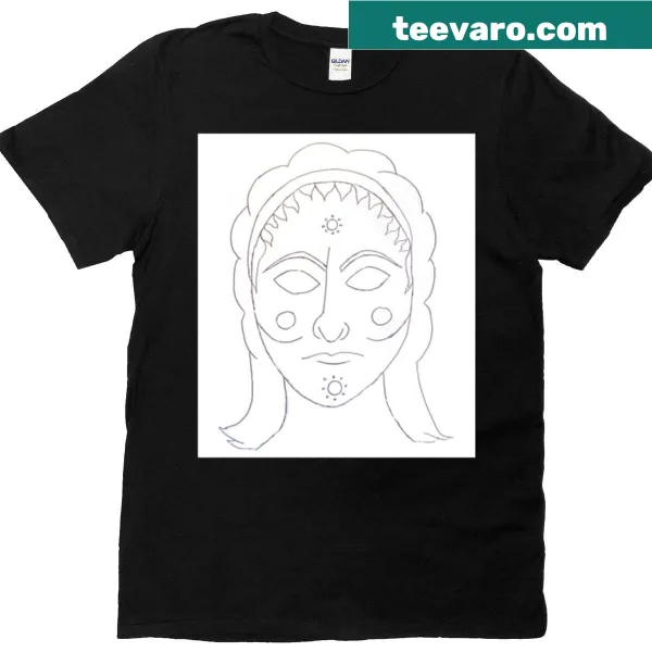 Line-art of an ancient Greek woman on a t-shirt