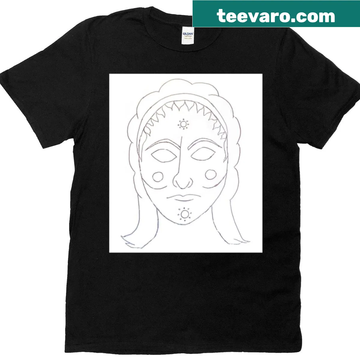 Line-art of an ancient Greek woman on a t-shirt — on a men's t-shirt